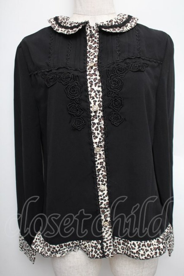画像1: axes femme / レオパードブラウス  黒 S-25-12-21-057-AX-TO-HR-ZS (1)