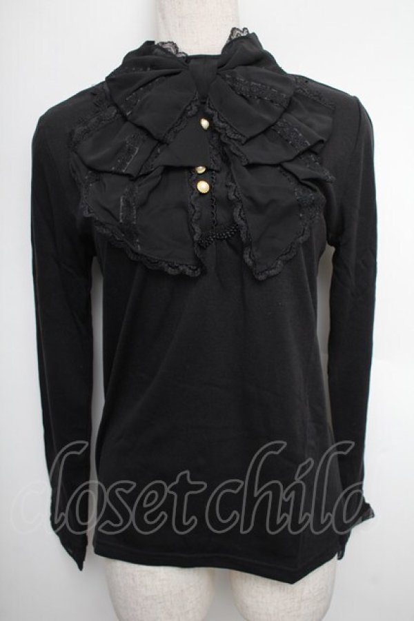 画像1: axes femme / BIGリボンカットソー  黒 S-25-12-21-058-AX-TO-HR-ZS (1)