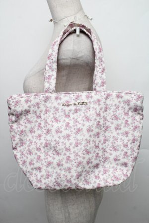 画像: Maison de FLEUR / 撥水加工フラワープリントトートバッグS  白 S-25-12-21-017-LO-BG-AS-ZS