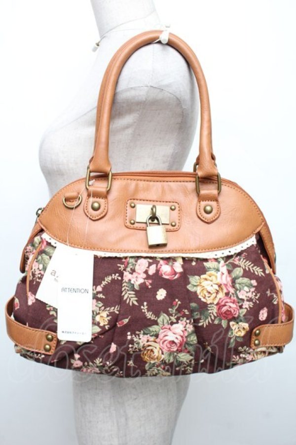 画像1: axes femme / 花柄ボストンバッグ  チャ S-25-12-21-026-AX-BG-HR-ZS (1)