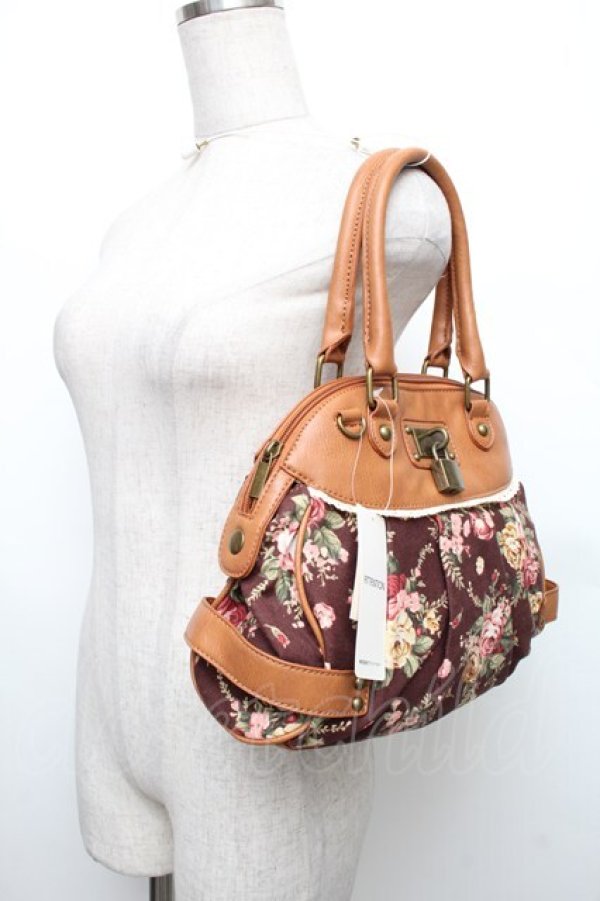 画像3: axes femme / 花柄ボストンバッグ  チャ S-25-12-21-026-AX-BG-HR-ZS (3)