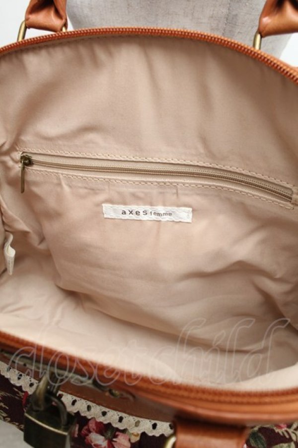 画像5: axes femme / 花柄ボストンバッグ  チャ S-25-12-21-026-AX-BG-HR-ZS (5)