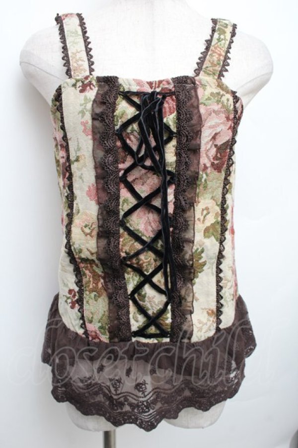 画像1: axes femme / 裾チュールビスチェ  ブラウン S-25-12-21-033-AX-TO-HR-ZS (1)