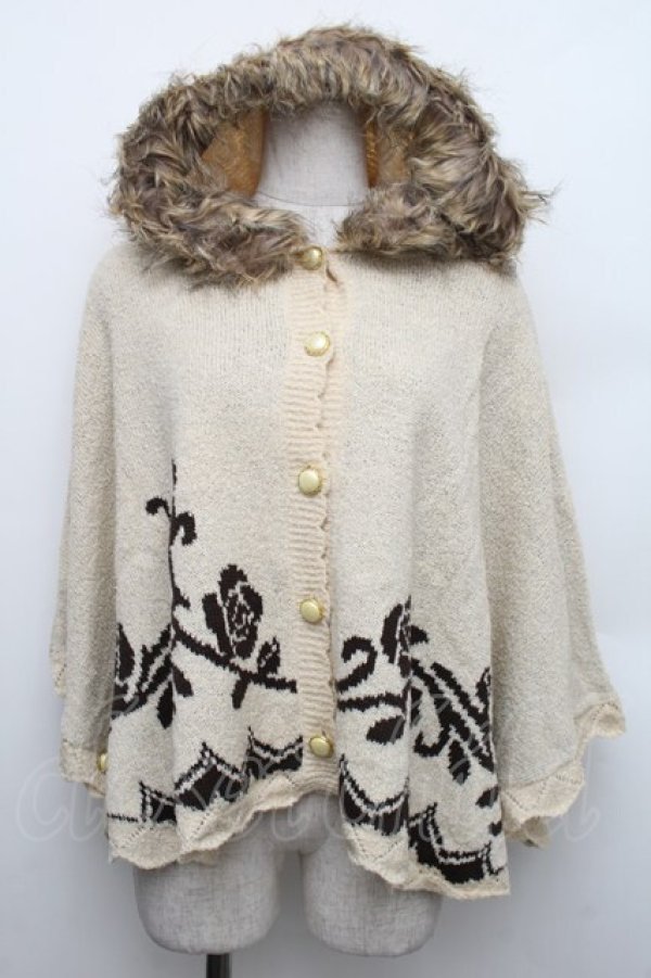 画像1: axes femme / フード付パネル柄JQポンチョ  ベージュ S-25-12-21-035-AX-CO-HR-ZS (1)