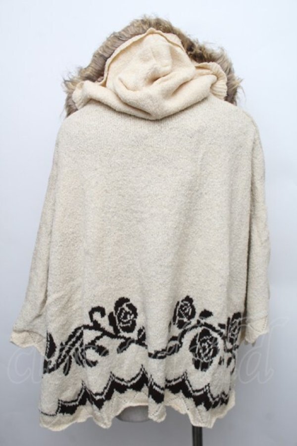 画像2: axes femme / フード付パネル柄JQポンチョ  ベージュ S-25-12-21-035-AX-CO-HR-ZS (2)