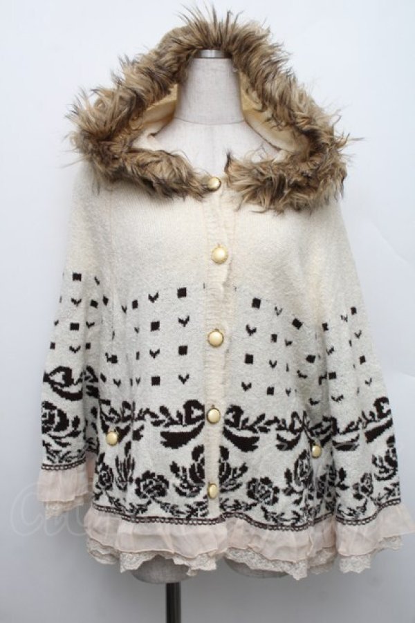 画像1: axes femme / パネル柄ニットポンチョ  キナリ S-25-12-21-036-AX-CO-HR-ZS (1)