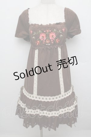 画像: LIZ LISA / お花刺繍チュニック  ブラウン S-25-12-23-027-LO-OP-HR-ZS