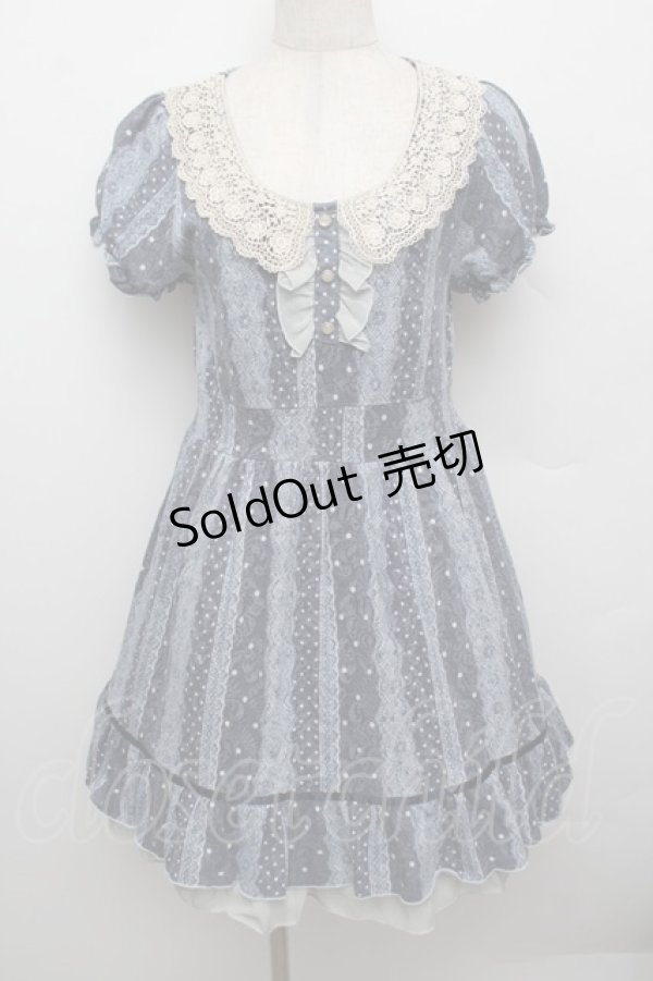 画像1: axes femme / ドットＸレース柄チュニック  ブルー S-25-12-23-028-AX-OP-HR-ZS (1)