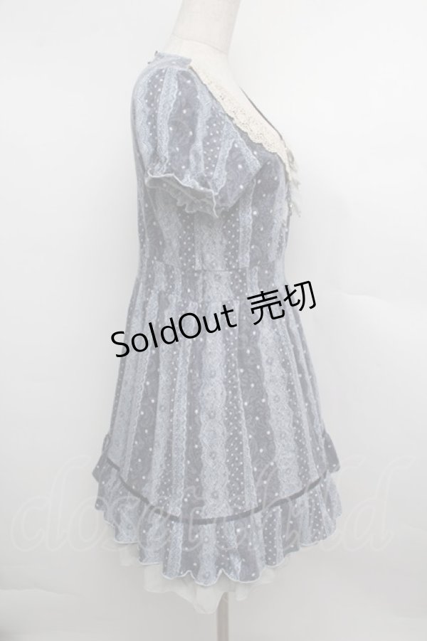 画像2: axes femme / ドットＸレース柄チュニック  ブルー S-25-12-23-028-AX-OP-HR-ZS (2)