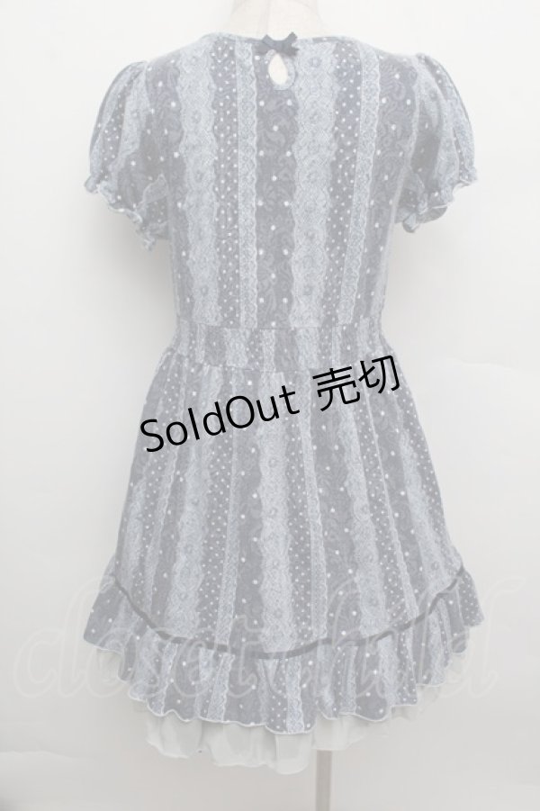 画像3: axes femme / ドットＸレース柄チュニック  ブルー S-25-12-23-028-AX-OP-HR-ZS (3)