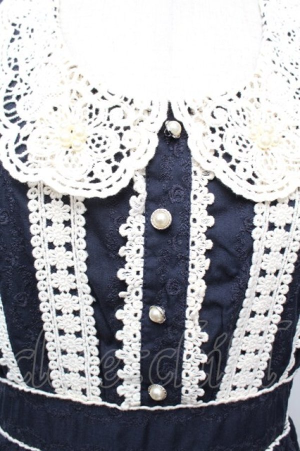 画像4: axes femme / コットン刺繍ワンピース  紺 S-25-12-23-030-AX-OP-HR-ZS (4)