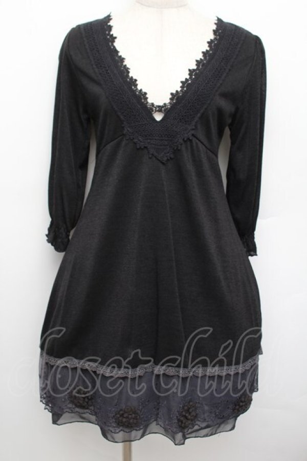 画像1: axes femme / 裾チュールチュニック  黒 S-25-12-23-032-AX-TO-HR-ZS (1)