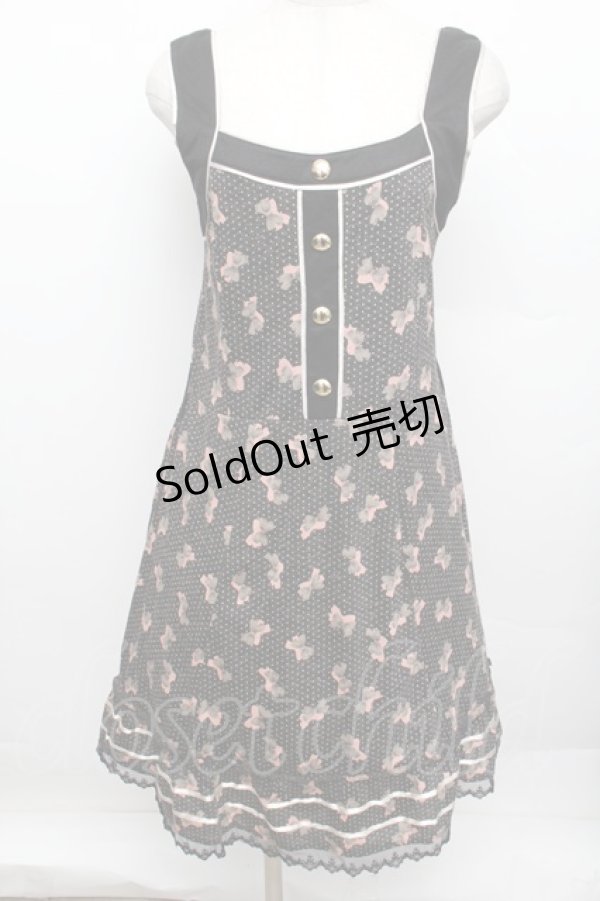 画像1: axes femme / ドットリボン柄ワンピース  黒 S-25-12-23-036-AX-OP-HR-ZS (1)