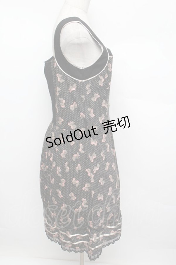 画像2: axes femme / ドットリボン柄ワンピース  黒 S-25-12-23-036-AX-OP-HR-ZS (2)