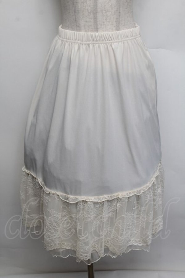 画像1: axes femme / 繊細レースミディ丈ペチスカート  キナリ S-25-12-23-040-AX-SK-HR-ZS (1)