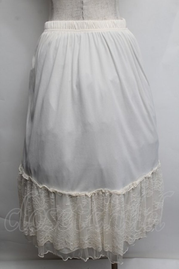 画像2: axes femme / 繊細レースミディ丈ペチスカート  キナリ S-25-12-23-040-AX-SK-HR-ZS (2)