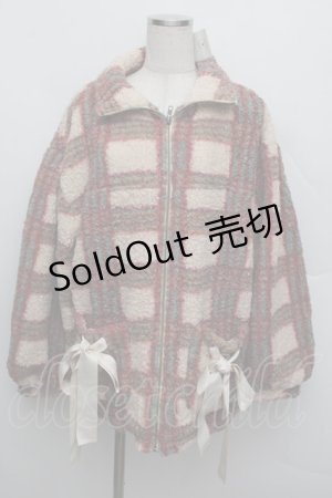 画像: merry jenny / チェックボアリボンブルゾン  ピンク S-25-12-23-005-LO-JA-HR-ZS