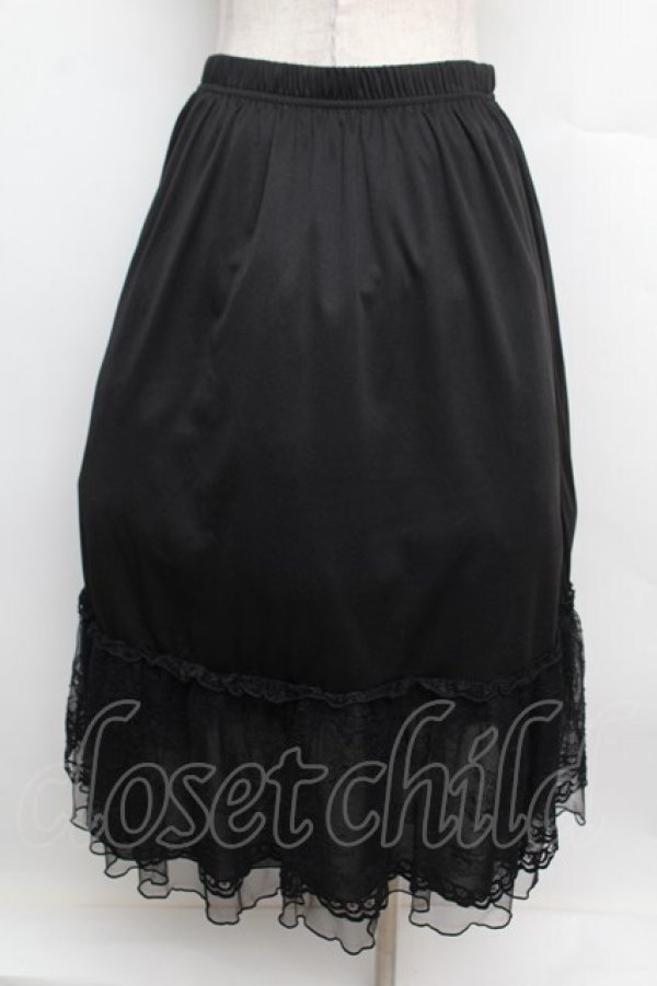 画像1: axes femme / 繊細レースミディ丈ペチスカート  黒 S-25-12-23-044-AX-SK-HR-ZS (1)