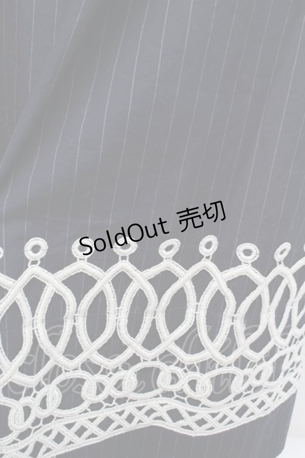 画像3: Jane Marple Dans Le Salon / ピンストライプとヴィンテージレースのパンツ  紺 S-25-12-23-047-JM-PA-AS-ZS (3)