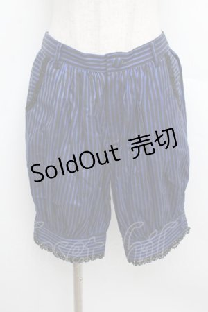 画像: ALICE and the PIRATES / ストライプクランリボンパンツ  黒ｘ青 S-25-12-23-048-PA-PA-HR-ZS