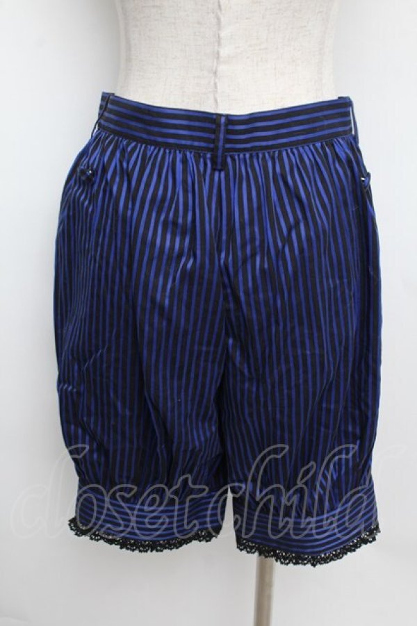 画像2: ALICE and the PIRATES / ストライプクランリボンパンツ  黒ｘ青 S-25-12-23-048-PA-PA-HR-ZS (2)