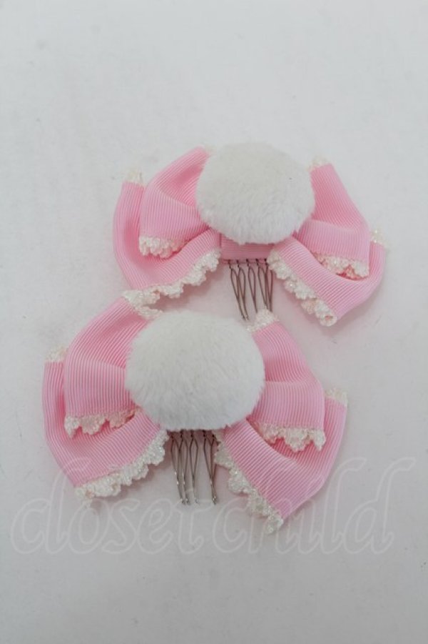 画像2: Angelic Pretty / うさぎのしっぽコーム  ピンク S-25-12-23-051-AP-AC-HR-ZS (2)