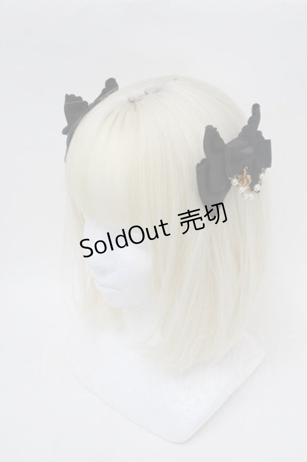 画像1: Angelic Pretty / Crownグログランリボンコーム  黒 S-25-12-23-054-AP-SK-HR-ZS (1)