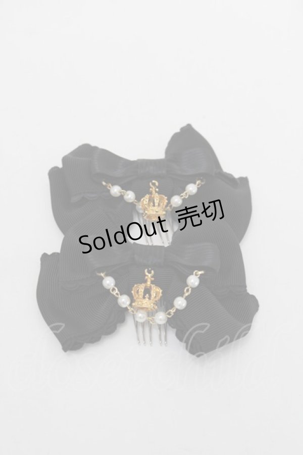 画像2: Angelic Pretty / Crownグログランリボンコーム  黒 S-25-12-23-054-AP-SK-HR-ZS (2)