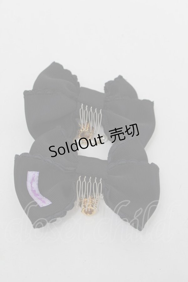 画像3: Angelic Pretty / Crownグログランリボンコーム  黒 S-25-12-23-054-AP-SK-HR-ZS (3)