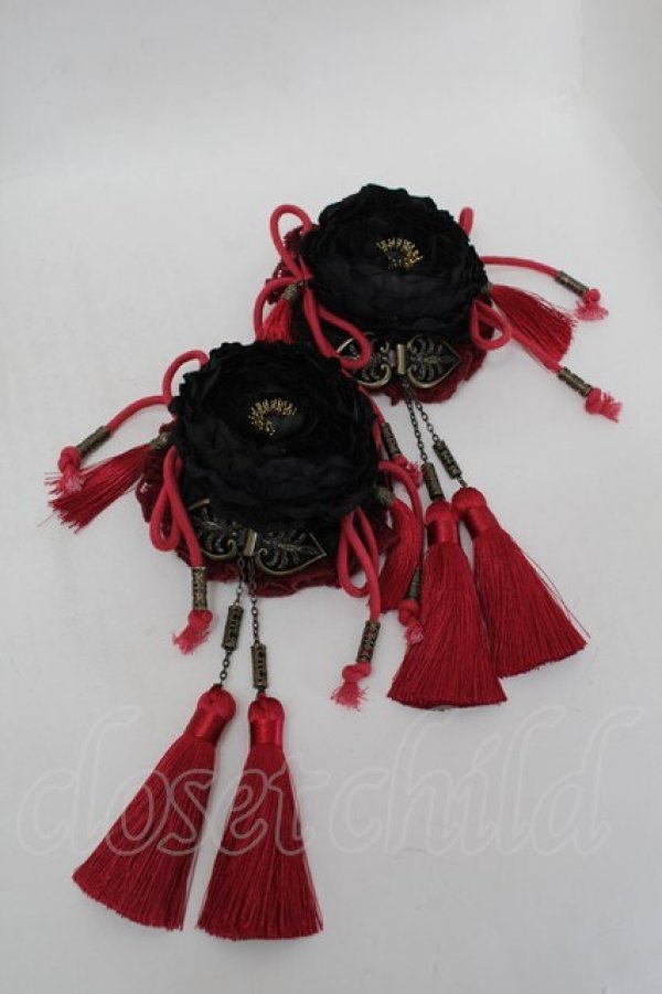 画像2: Ozz oneste / チャイナデザインクリップ  黒ｘ赤 S-25-12-23-055-OO-ZA-HR-ZS (2)