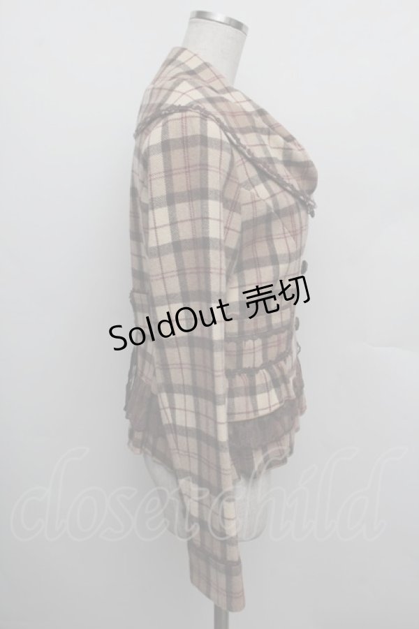 画像2: axes femme / ウールチェックジャケット  ベージュ S-25-12-23-008-AX-CO-HR-ZS (2)