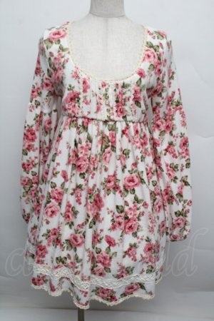 画像: LIZ LISA / ローズ柄チュニック  白ｘピンク S-25-12-23-017-LO-TO-HR-ZS