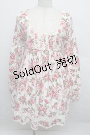 画像: LIZ LISA / ローズ柄チュニック  白ｘピンク S-25-12-23-017-LO-TO-HR-ZS