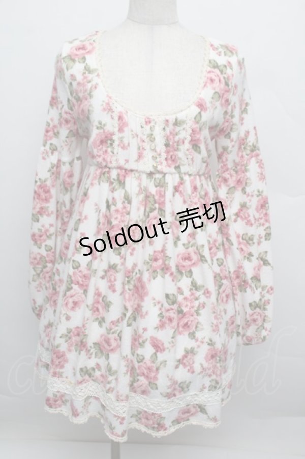 画像1: LIZ LISA / ローズ柄チュニック  白ｘピンク S-25-12-23-017-LO-TO-HR-ZS (1)