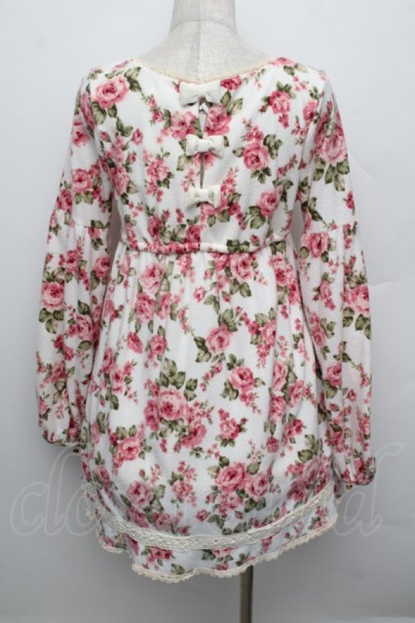 画像2: LIZ LISA / ローズ柄チュニック  白ｘピンク S-25-12-23-017-LO-TO-HR-ZS (2)