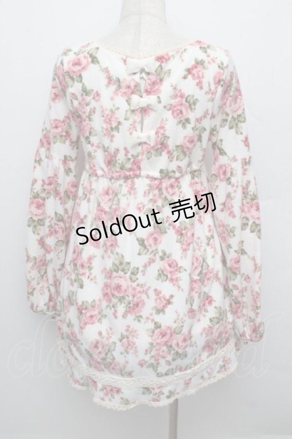 画像2: LIZ LISA / ローズ柄チュニック  白ｘピンク S-25-12-23-017-LO-TO-HR-ZS (2)