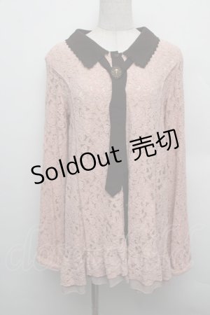 画像: axes femme / タイ付き総レースチュニック  アワピンク S-25-12-23-019-AX-OP-HR-ZS