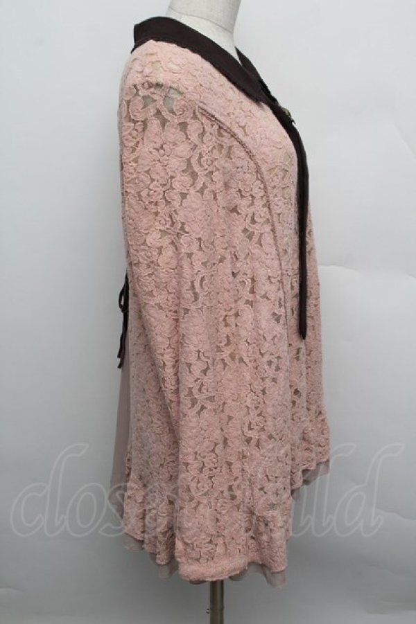 画像2: axes femme / タイ付き総レースチュニック  アワピンク S-25-12-23-019-AX-OP-HR-ZS (2)