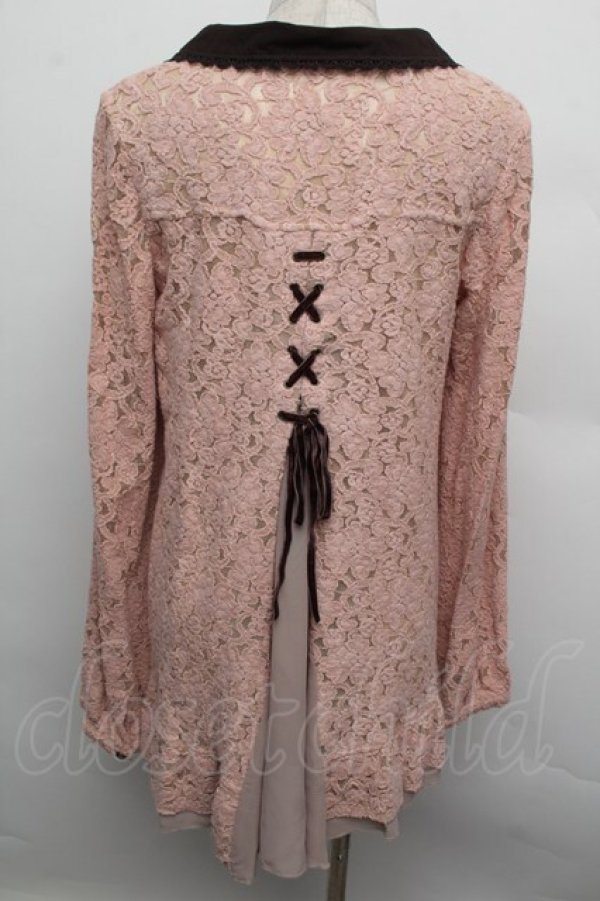 画像3: axes femme / タイ付き総レースチュニック  アワピンク S-25-12-23-019-AX-OP-HR-ZS (3)