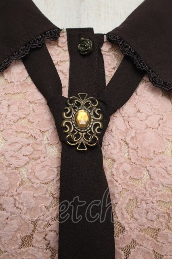 画像4: axes femme / タイ付き総レースチュニック  アワピンク S-25-12-23-019-AX-OP-HR-ZS (4)