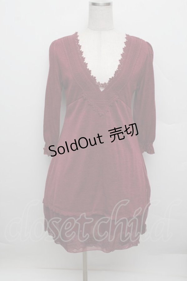 画像1: axes femme / 裾チュールチュニック  赤 S-25-12-23-021-AX-TO-HR-ZS (1)