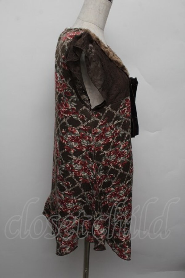 画像2: axes femme / 花柄アウタータンク  ブラウン S-25-12-23-023-AX-TO-HR-ZS (2)