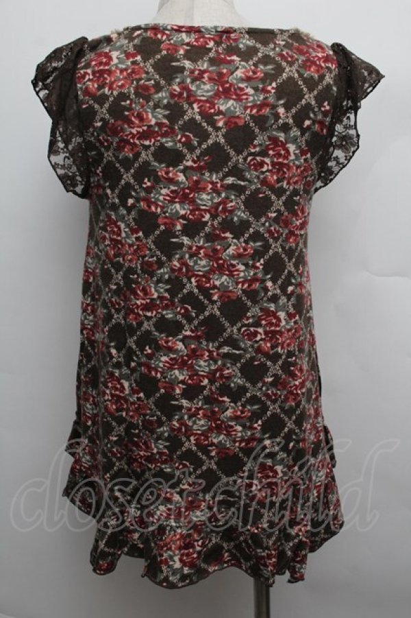 画像3: axes femme / 花柄アウタータンク  ブラウン S-25-12-23-023-AX-TO-HR-ZS (3)