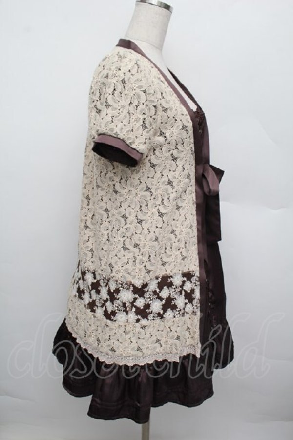 画像2: axes femme / レースレイヤードワンピース  ブラウン S-25-12-23-026-AX-OP-HR-ZS (2)