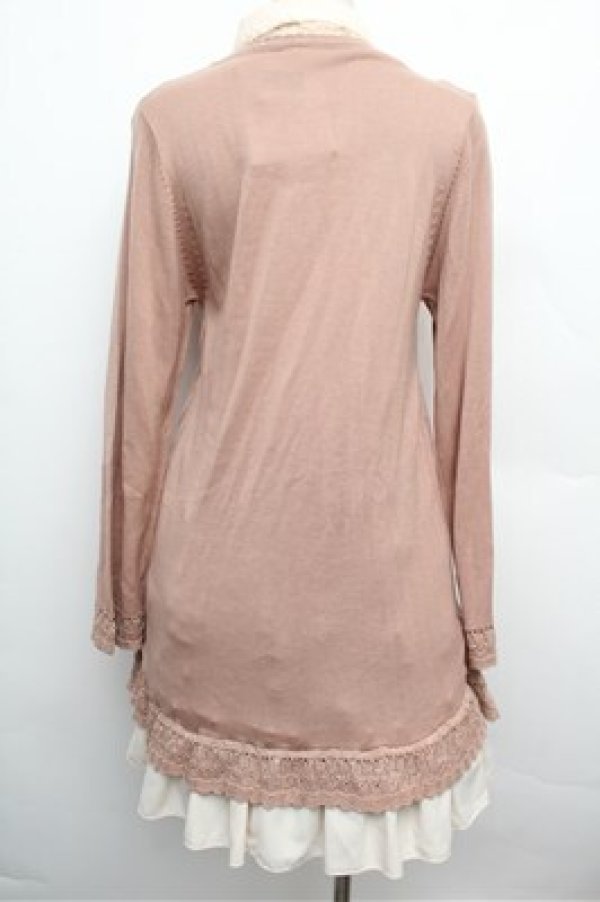 画像2: axes femme / カーディガン重ね着風ワンピース  ピンクベージュｘオフ S-25-12-24-040-AX-BL-HR-ZS (2)