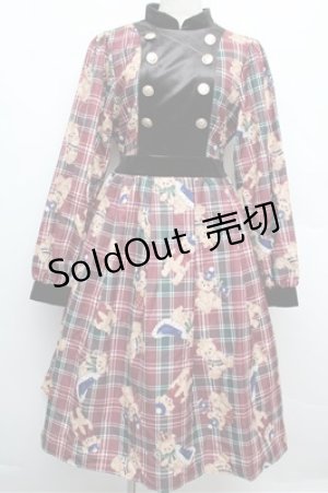 画像: axes femme Kawaii / ロイヤルベアーズ柄ワンピース  赤 S-25-12-24-046-AX-OP-AS-ZS