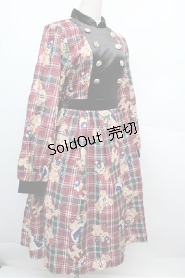 画像3: axes femme Kawaii / ロイヤルベアーズ柄ワンピース  赤 S-25-12-24-046-AX-OP-AS-ZS (3)