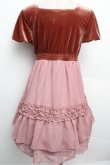 画像2: axes femme Nostalgic / ベロア切替ワンピース  ピンク S-25-12-24-047-LO-OP-HR-ZS (2)