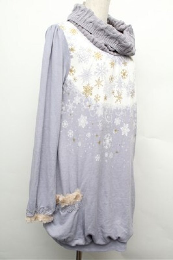 画像3: axes femme / 雪の結晶プリントチュニ  ラベンダー S-25-12-24-048-AX-OP-HR-ZS (3)