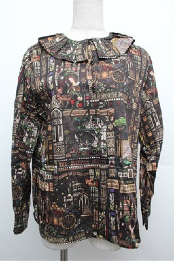 画像3: Jane Marple / Grimm stained glassシャツ  黒 S-25-12-24-053-JM-TO-HR-ZS (3)